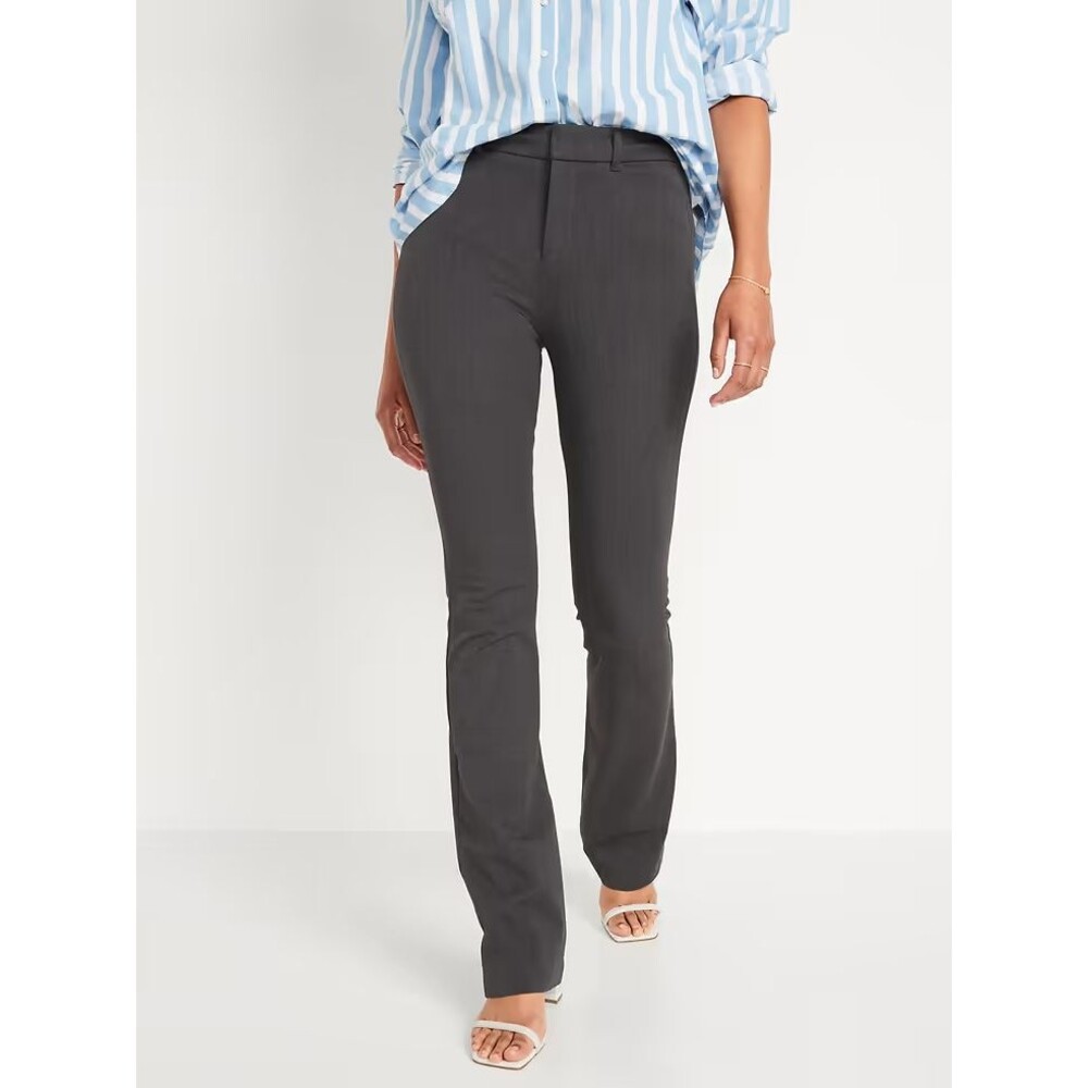 Old Navy High Rise Pixie Flare Pants Womens 6 Heather Gray Stretch Career NEW